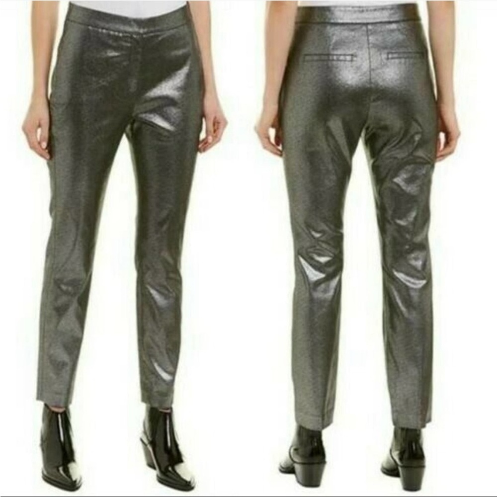 Walter Baker shiny metallic silver glitter cropped dress pants size small